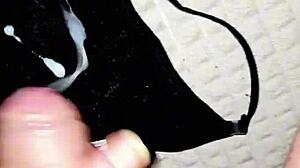 Hey, check out this amateur handjob on a big cock with hairy boobs and cumshot in underwear!