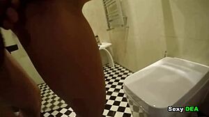 Naughty goddess SexyDea freshens up after wild bathroom quickie with fat ass shaking in shower. Wet pussy drips from intense doggystyle pounding!