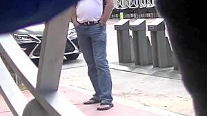 Helena Price flashes her hairy pussy in public upskirt while feeling excited and exposed as voyeur wife.