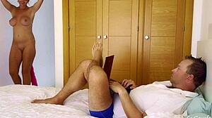 horny wife with cute pink fox tail anal plug riding big cock for orgasm