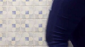 hey, check this madura getting caught in a public bathroom with big ass shaking and dirty talk