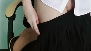 Thai student gets horny and plays with her tight pussy using toys in homemade solo.