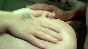 Wife with fat pussy spreads legs wide to take monster big cock deep in her big ass.