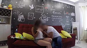 Hey delivery boy, since you recognized me as hot wife Thay Ksada, want to suck my big natural tits on the sofa?