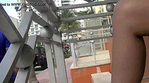 Helena Price flashes her hairy pussy in public upskirt while feeling excited and exposed as voyeur wife.