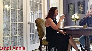 Hey check out this hotwife Candi Annie getting blowjob cumshot and facial as anniversary gift from husband in homemade group rimjob