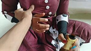 After drinking beer the horny brother-in-law satisfies his sex-thirsty sister-in-law with intense fucking session together.