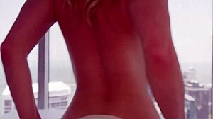 Horny brunette stepmother's friend rides petite ass in doggystyle rough sex and gets cum on ass.