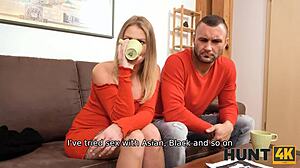 Can money tempt this pregnant girl in red into hot pussy-drilling action?