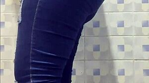 hey, check this madura getting caught in a public bathroom with big ass shaking and dirty talk