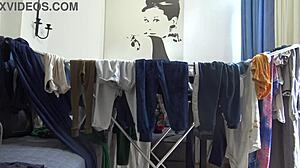 Caught 19 year old stepson masturbating on dirty panties