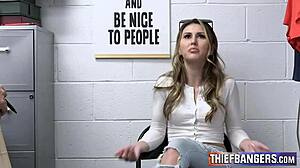 Former prom queen Paige Owens pays with pussy for stealing. Blonde teen blowjob and doggystyle fuck in office reality.  