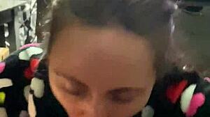 i'm on my knees sucking that big cock pov style with wet licks and mouthful action at the desk