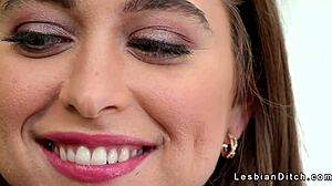 brunette lesbian has oral sex with cute hairy girlfriend, kissing and enjoying beautiful orgasm.