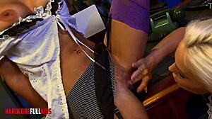 big tits pornstars contrast in subtle lesbian lingerie play with toys and pantyhose