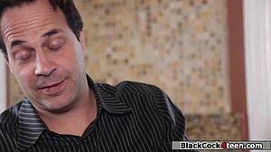 Sexually deprived wife takes on that big cock bent over in doggystyle, craving deep interracial fucking from her black lover.