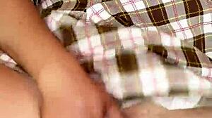 Joven estudiante arrives hot from school and rubs tight juicy pussy to intense gaping orgasm