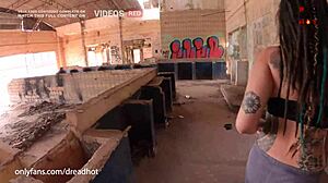 Amateur Latina Dread Hot takes big cock in abandoned restaurant with deepthroat and doggystyle facial outdoors