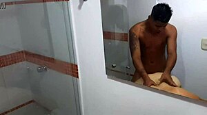 Amateur Chubby Latina Mom Sucks Stepson's Cock Discreetly During His Shower in Full Compilation.