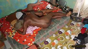 Ebony amateur takes big black cock doggystyle outdoors for quick hairy pussy squirting cum on ass