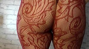 cheating wife with big boobs and hairy wet pussy starts teasing in lingerie for her cuckold husband