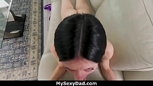 Stepdad gifts taboo shower fuck to not daughter then covers her in cum after doggystyle pounding.