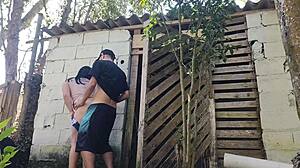 Amateur Brazilian Latina in Jeans and Shorts Gets Dirty with Pedreiro in Outdoor Fetish Foreplay