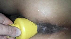Wife cums hard riding massive dildo in vagina