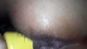 Wife cums hard riding massive dildo in vagina