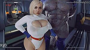 Suggestive Creampie Action As Darkseid Claims Power Girl's Tight Ass And Big Tits