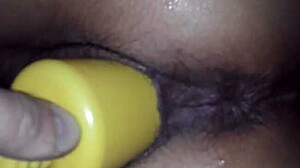 Wife cums hard riding massive dildo in vagina