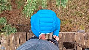 Wet Pussy Grips His Cock Tight in Outdoor Cum-Filled Homemade Action