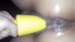 Wife cums hard riding massive dildo in vagina