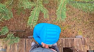 Wet Pussy Grips His Cock Tight in Outdoor Cum-Filled Homemade Action