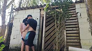 Amateur Brazilian Latina in Jeans and Shorts Gets Dirty with Pedreiro in Outdoor Fetish Foreplay