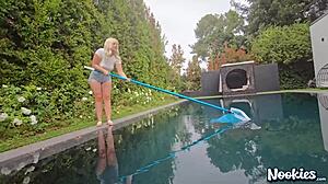 dads girl gets naughty in garage pov punishment with big tits blonde blowjob