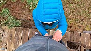 Wet Pussy Grips His Cock Tight in Outdoor Cum-Filled Homemade Action