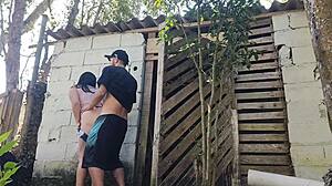 Amateur Brazilian Latina in Jeans and Shorts Gets Dirty with Pedreiro in Outdoor Fetish Foreplay