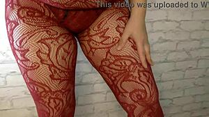 cheating wife with big boobs and hairy wet pussy starts teasing in lingerie for her cuckold husband