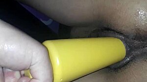 Wife cums hard riding massive dildo in vagina