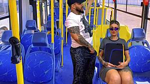 caught my ninfeta neighbor from school on public bus as she deepthroats my big cock with natural tits gagging