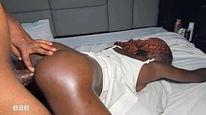 I feel so slutty taking this aggressive fuck from big black cock in missionary doggystyle and riding positions