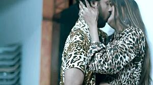 Sexy indian wife seeks satisfaction from husbands friend in bedroom. She enjoys licking and riding in threesome with creampie.