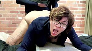 She struggled to talk while getting fucked missionary and doggystyle backstage. The young pierced nipples babe moaned and screamed during interracial quickie in USA.