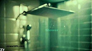 Stunning Brunette Model Enjoys Refreshing Shower Session