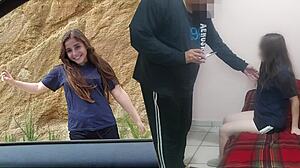 Hey, watch this petite innocent Tijuana teen ride big cock from old guy for cash, her first time with daddy figure in homemade cowgirl and doggystyle