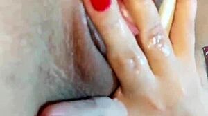 Kaitsaumeth gets hot rich juicy masturbating solo at night fingering until vaginal discharge bursts sucking fingers