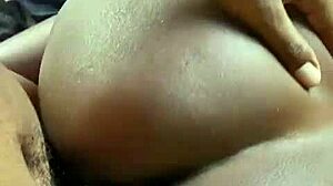 Ebony pussy creaming from intense backshots.