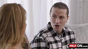 hot big tit blonde milf lolly dames seduces neighbor jay romero for quick fuck using juicy big tits