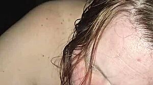 Milf rides foot while sucking huge cock